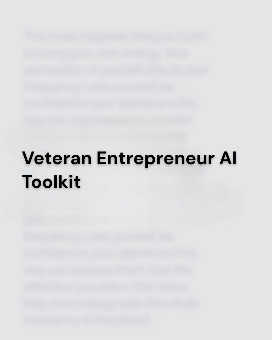 Veteran Entrepreneur AI Toolkit